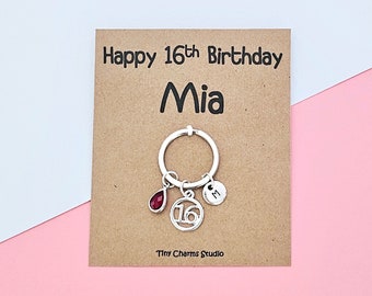 Happy 16th Birthday Personalised Keyring, Milestone Keepsake Birthday Gift