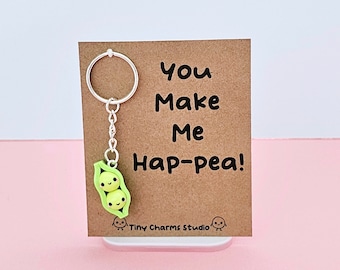 You Make Me Hap-pea Kawaii Pea Pod Keychain Charm