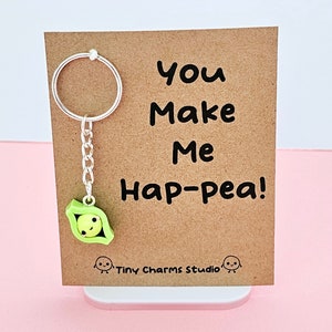 You Make Me Hap-pea Kawaii Pea Pod Keychain Charm image 2