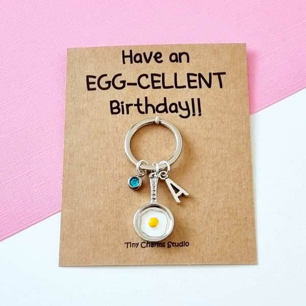 Have An Egg-Cellent Birthday Egg Charm Keyring, Personalised Egg Keyring