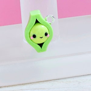 You Make Me Hap-pea Kawaii Pea Pod Keychain Charm image 5