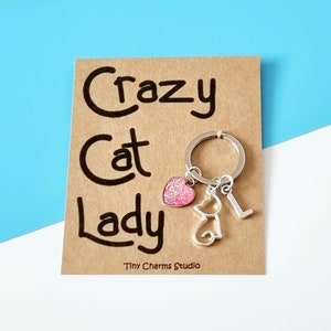 Crazy Cat Lady Cat Keyring, Personalized Cat Keyring, Cat Lover Gift, Cat Gift