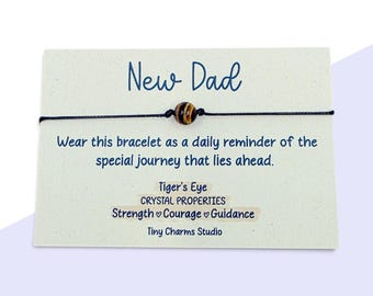 New Dad Gift Dad To Be Gemstone Bracelet Expecting Father Gift Pregnancy Announcement Baby Shower Gift For Him Milestone Keepsake Adjustable