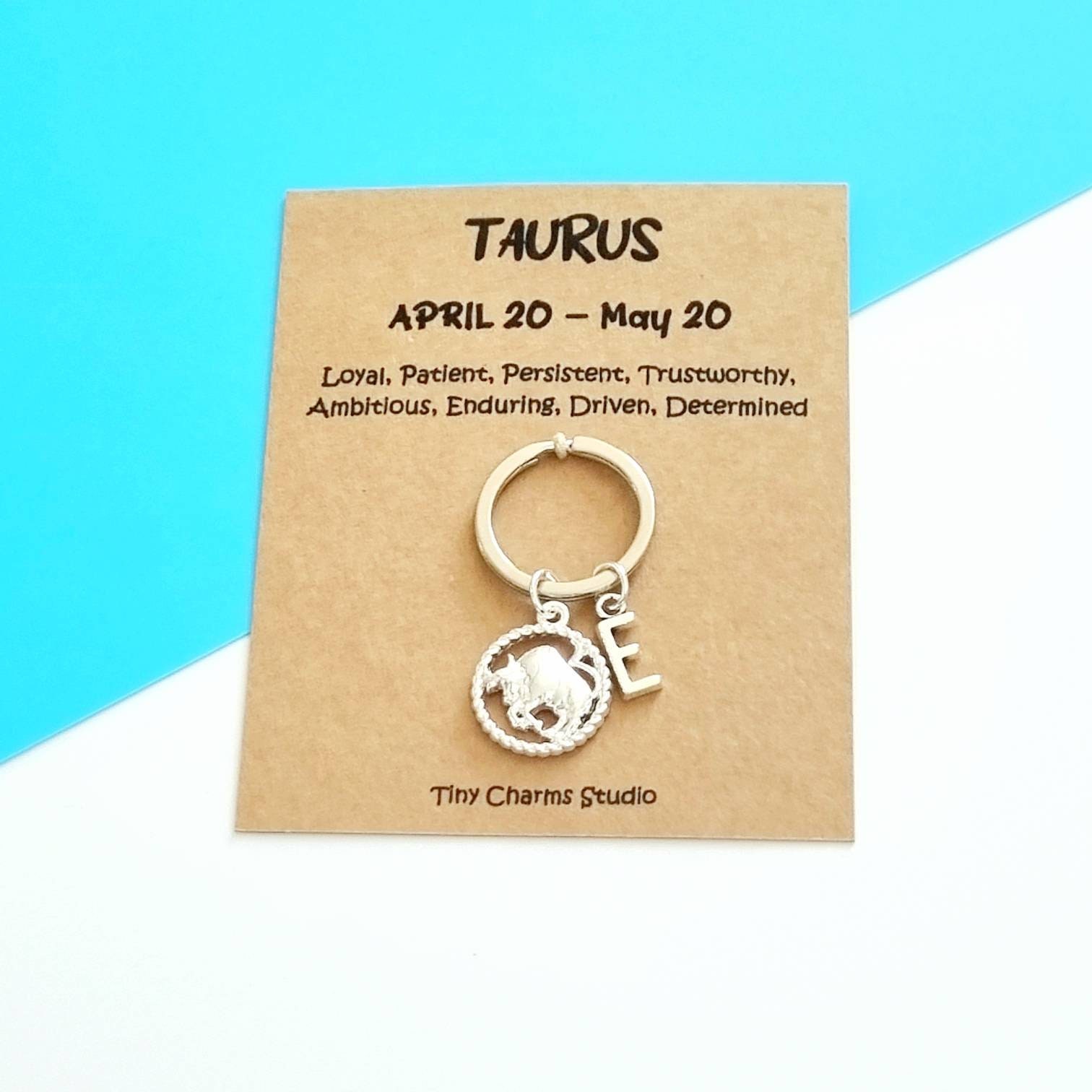 Taurus Keychain With Charms Bag Accessory Astrology Gift for 