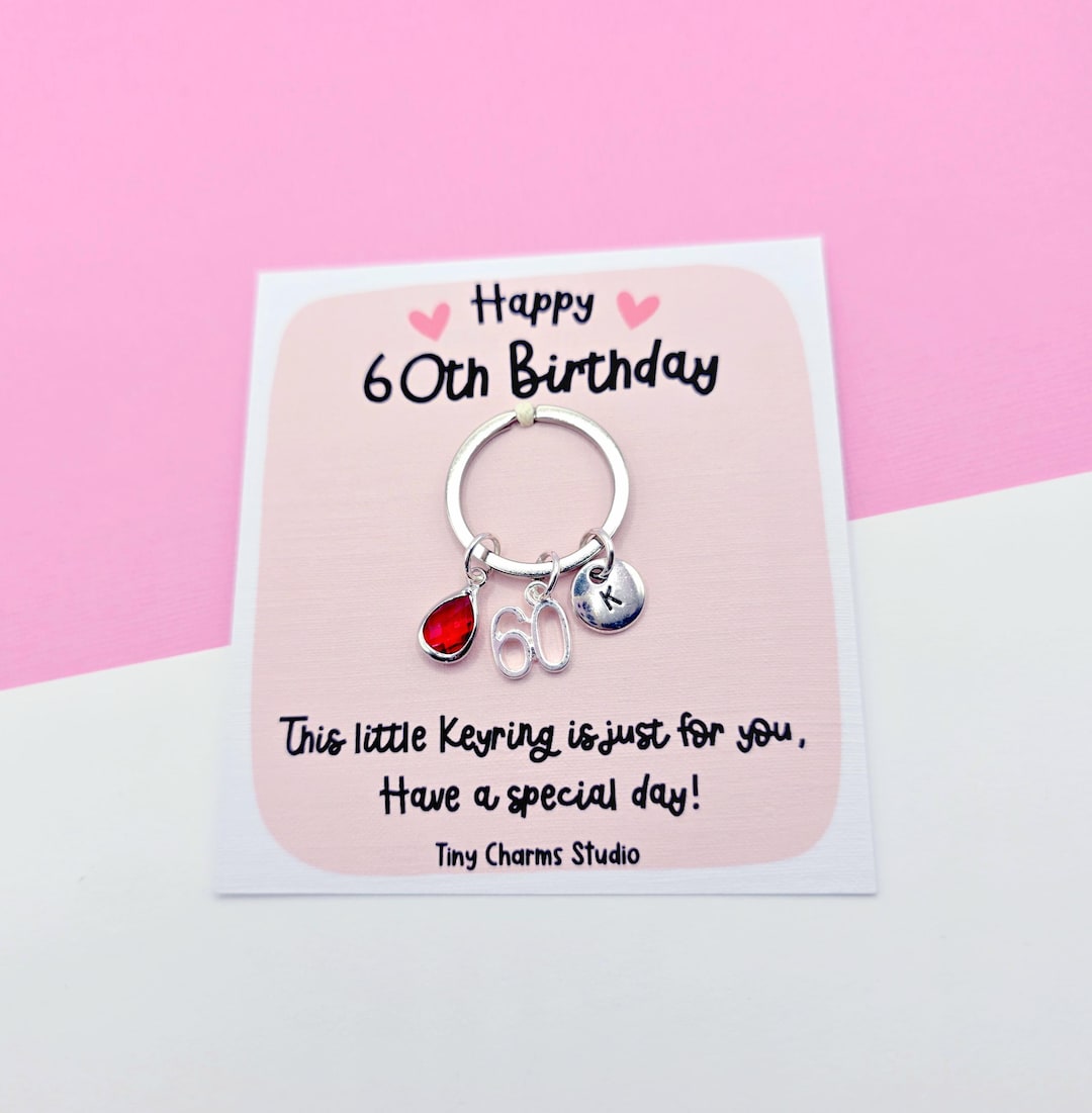 60th Key Happy 60th Birthday Personalised Keyring, Milestone Keepsake Birthday ...