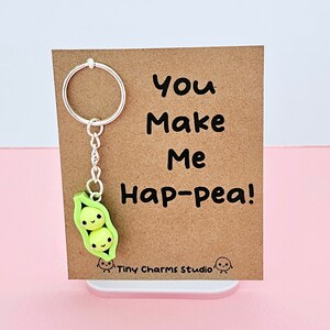You Make Me Hap-pea Kawaii Pea Pod Keychain Charm image 10