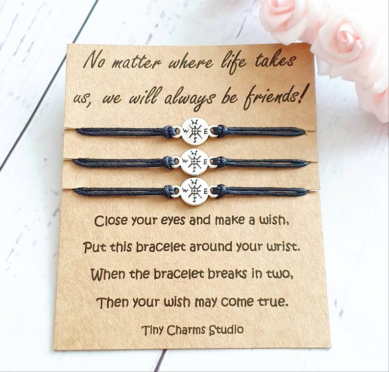 Set of 3 Matching Friendship Wish Bracelets Distance Gift Etsy