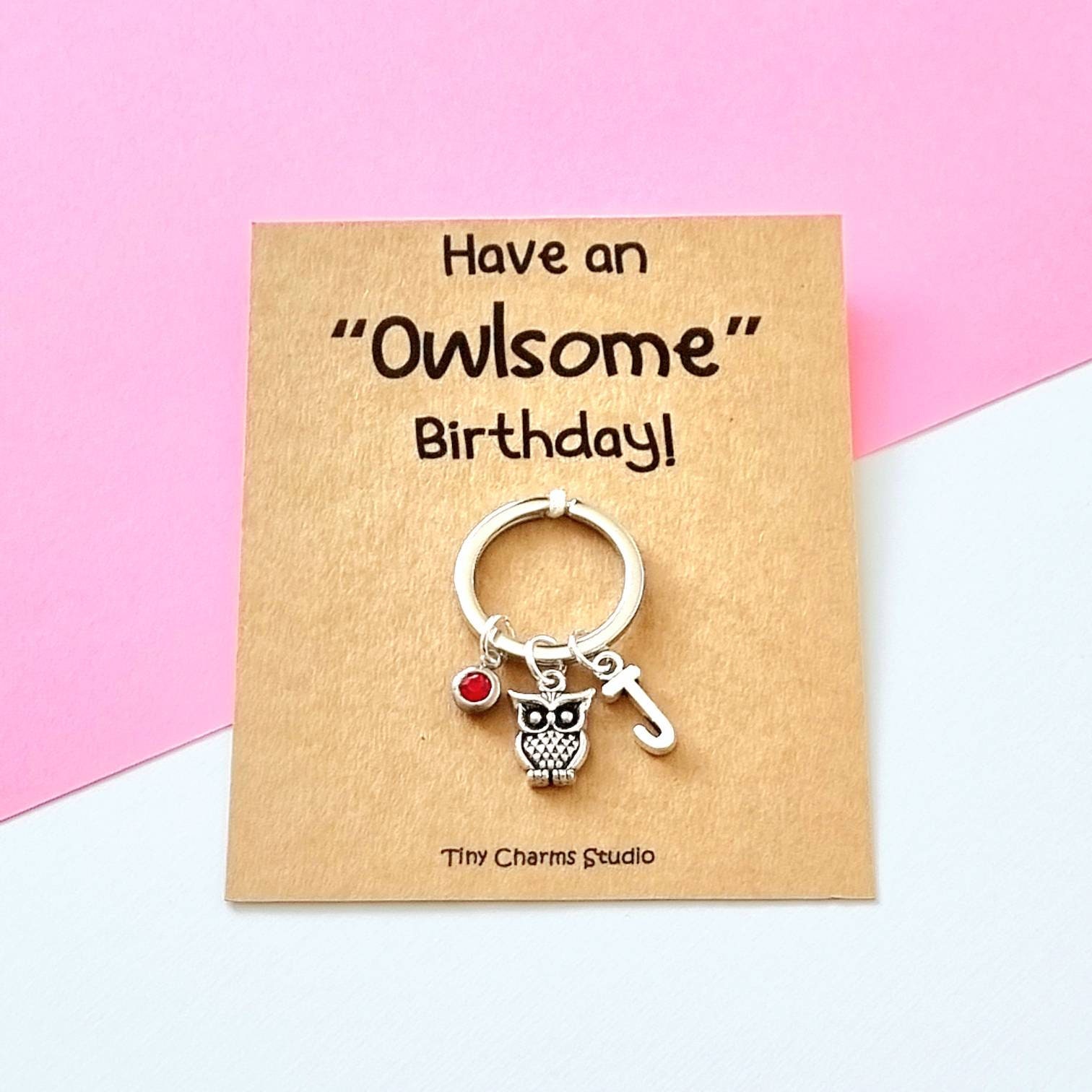 Have A Owlsome Birthday Personalised Owl Keyring, Owl Birthday Gift Keyring