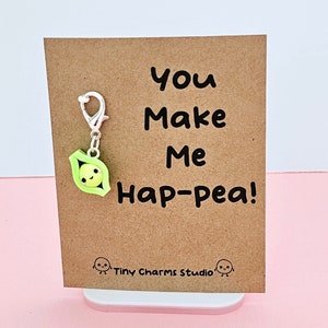 You Make Me Hap-pea Kawaii Pea Pod Keychain Charm image 3