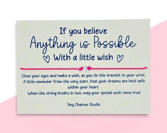 Anything Is Possible Wish Bracelet | Adjustable Or Self Tie Cord | Positive Energy Gift | Uplifting Encouragement Gift