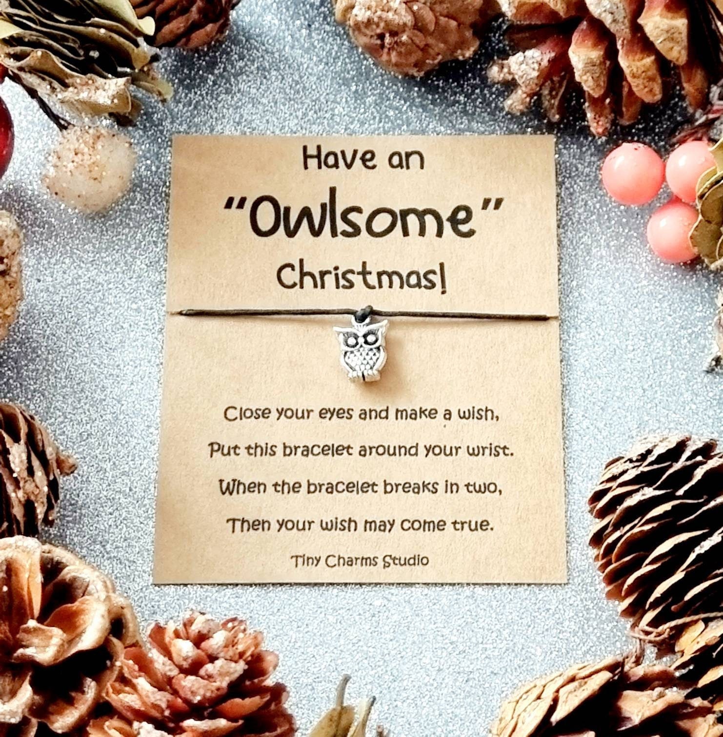 Have An Owlsome Christmas Wish Bracelet, Owl Bracelet, Christmas Gift, Stocking Filler