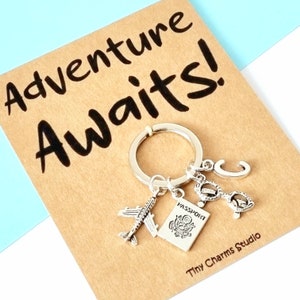 Personalised Travel keychain, Adventure keyring, Gift For Traveller image 3