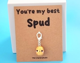 Kawaii Potato Clay Charm Keychain, You're My Best Spud, Birthday Gift