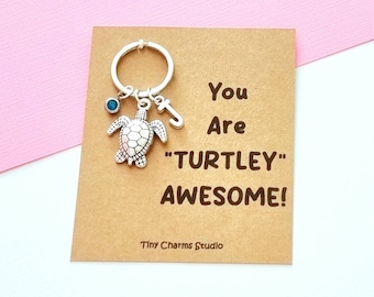 You Are Turtley Awesome Turtle Keyring, Personalised Turtle Keyring, Sea Turtle Keyring, Valentines Gift, Gift For Friend