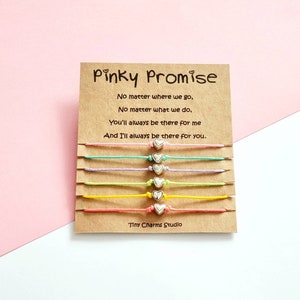 Set Of 6 Pinky Promise bracelets, BFF Best Friends Friendship Gift Set, Matching Bracelets