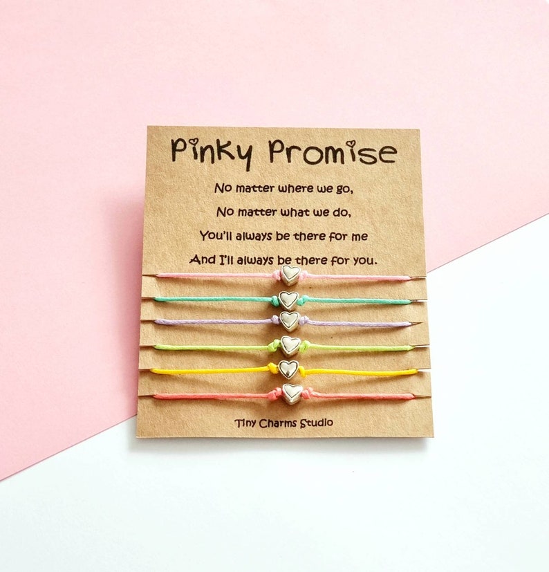 Ensemble de 6 bracelets Pinky Promise, ensemble cadeau damitié BFF Best Friends, bracelets assortis image 1