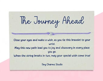 The Journey Ahead Wish Bracelet, Adjustable Or Self Tie Cord | Star Charm Keepsake | Going Away Present | New Chapter Gift | Good Luck Token