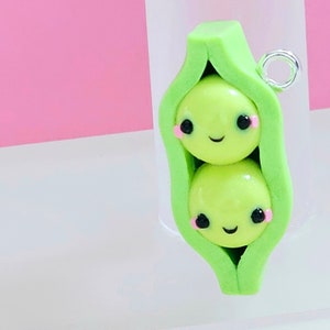 You Make Me Hap-pea Kawaii Pea Pod Keychain Charm image 4