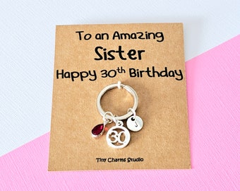 To An Amazing Sister Happy 30th Birthday Personalised Keyring, Milestone Keepsake Birthday Gift