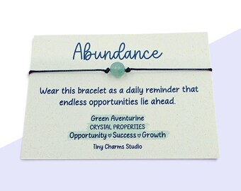 Abundance Green Aventurine Gemstone Bracelet Gift Success Opportunity Growth Crystal Bracelet Good Luck New Job Gift Adjustable Bracelet