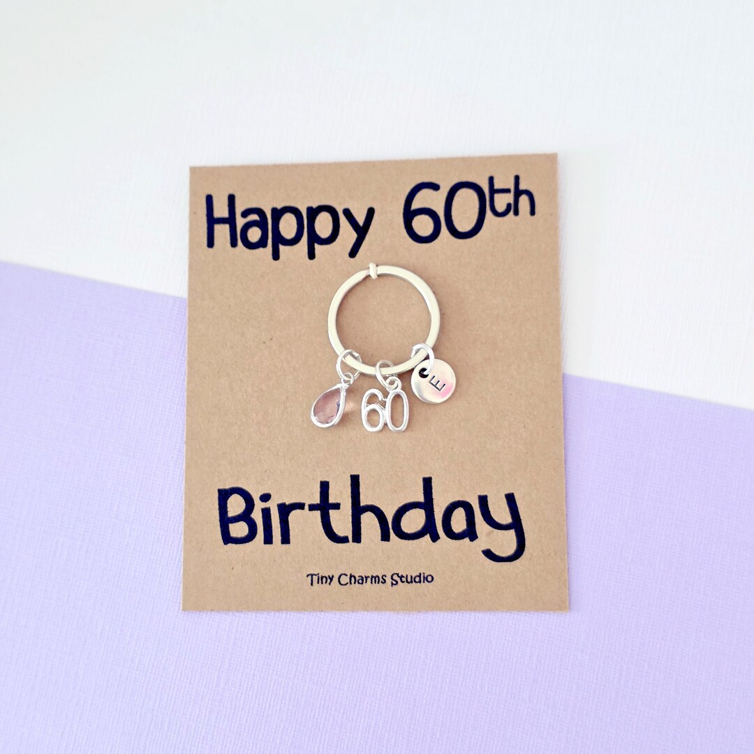 60th Key Happy 60th Birthday Personalised Keyring, Milestone Keepsake Birthday ...