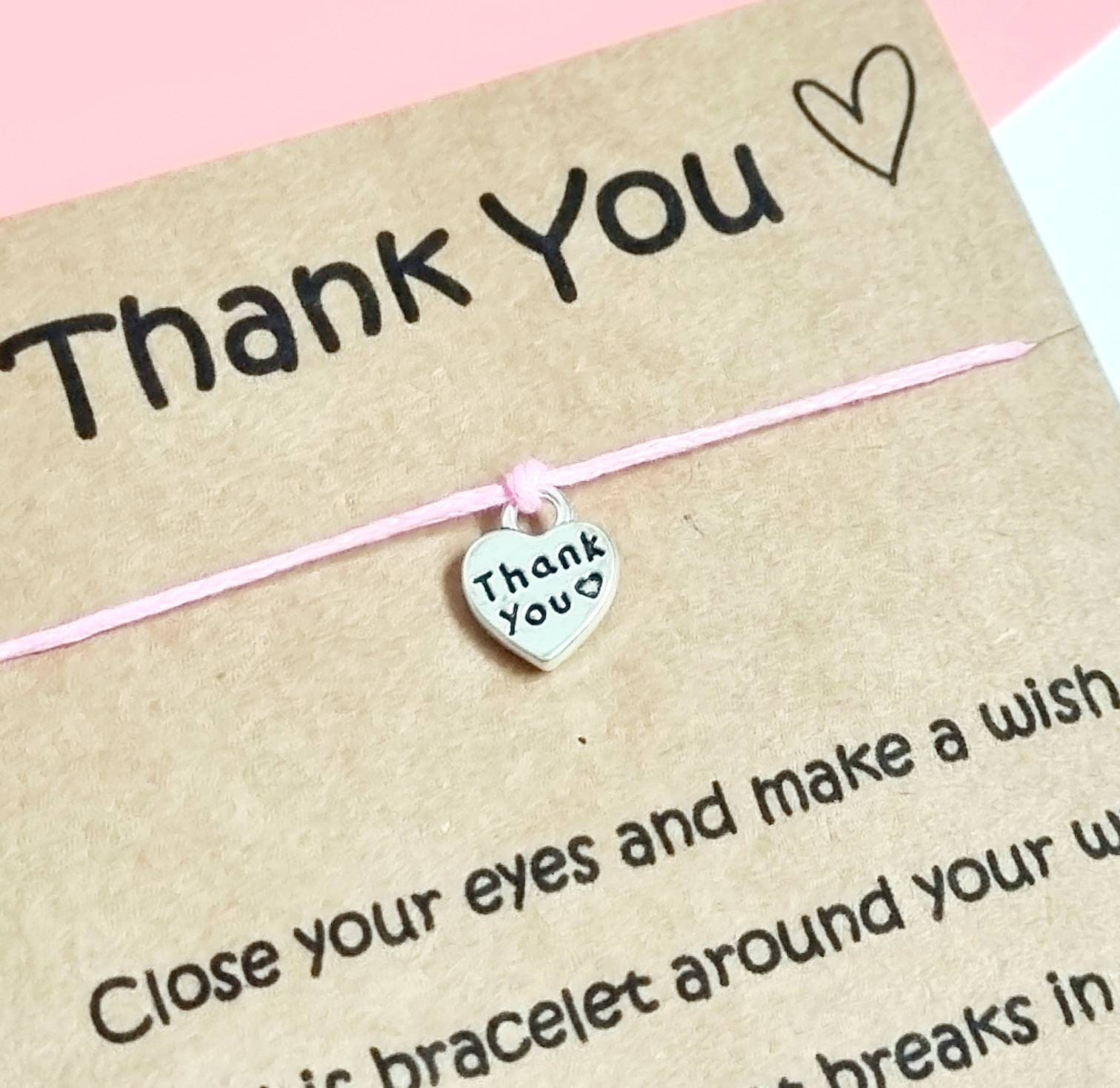 Thank You Wish Bracelet Friendship Bracelet Keepsake Card Etsy