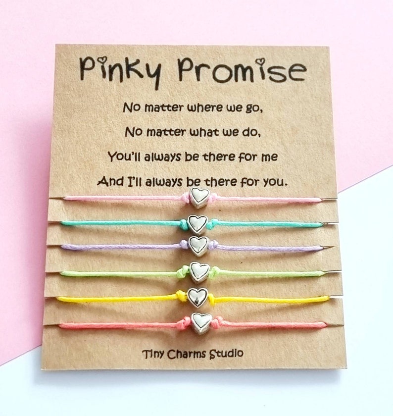 Ensemble de 6 bracelets Pinky Promise, ensemble cadeau damitié BFF Best Friends, bracelets assortis image 6