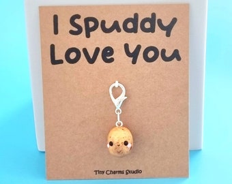 Kawaii Potato Clay Charm Keychain, I Spuddy Love You, Valentines Gift