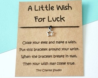 A Little wish For Luck Wish Bracelet, Good Luck Wish Bracelet Gift