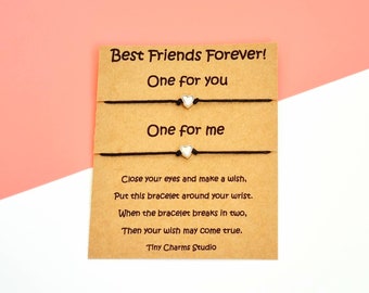 Set Of 2 Best Friends Forever Wish Bracelets, BFF Matching Friendship Bracelets