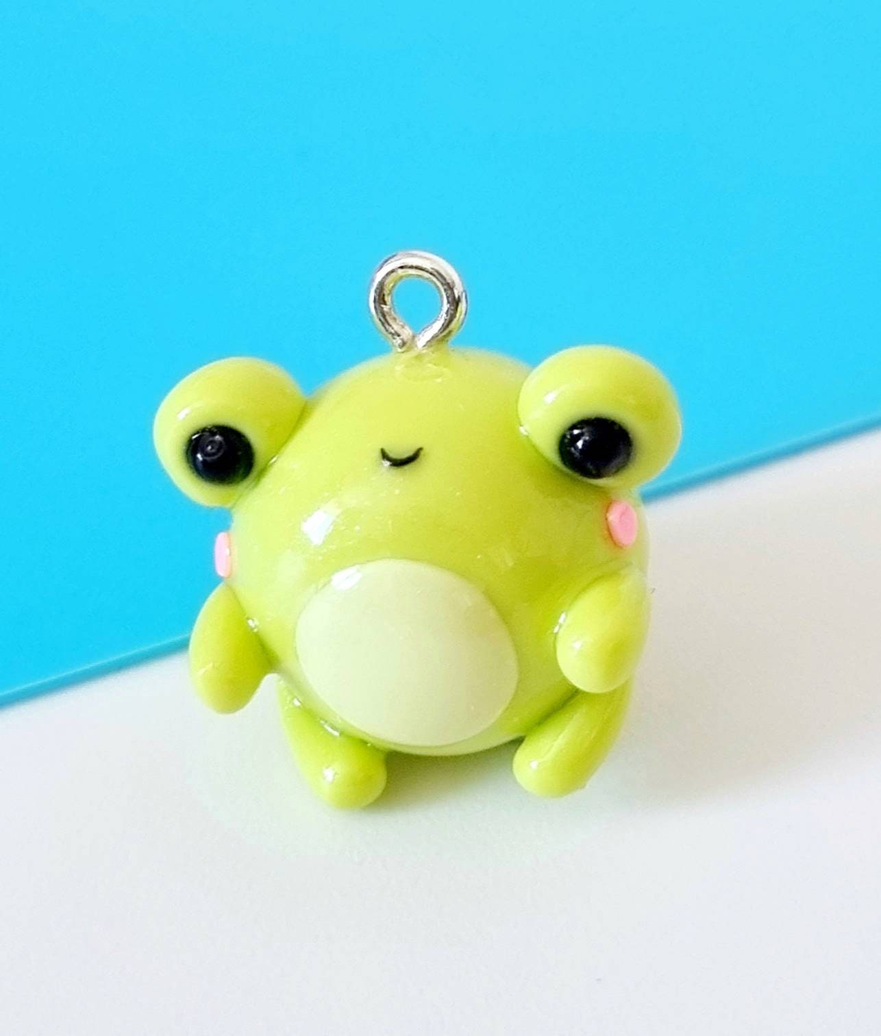 Kawaii Frog Polymer Clay Charm, Frog Accessories, Frog