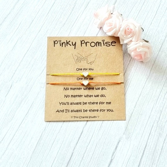 VIEGINE 2/3/4x Pinky Promise Heart Bracelets for Couple Women Girls Teens  with Wish Card Adjustable Matching Friendship Bracelet - Walmart.com