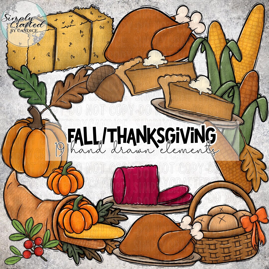 Fall/thanksgiving Hand Drawn Clipart Element Bundle - Etsy