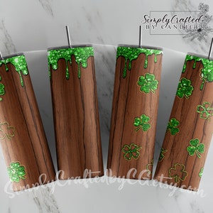 Shamrock Drip Tumbler with Gold Accents - Tumbler Wrap Design