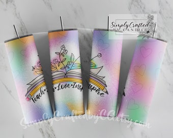 Teach Love Inspire Tumbler Wrap, Lehrer Design (PNG)