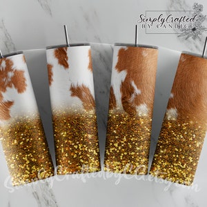 Chunky Gold Glitter Cowhide - Tumbler Wrap Design