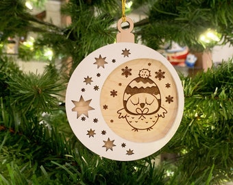 Laser Cut Cute Animal Christmas Ornament For Holiday - Laser Engraved Ornaments For Christmas Tree - Xmas Holiday Gift And Decoration