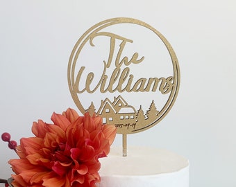 Laser Cut Wedding Cake Topper - Family Name Personalized Cake Topper Wedding - Wedding Cake Topper Bride and Groom - Cake Topper Custom