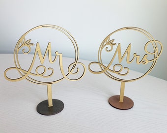 Laser Cut Wedding Signs For Wedding - Wooden Mr And Mrs Sign For Wedding Ceremony - Table Signage For Wedding Table - Wedding Decor