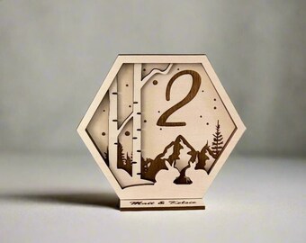 Rose Gold Bunny Family Wedding Table Numbers - Table Number Signs - Wood Table Setting - Wedding Table Decor - Personalized Table Numbers