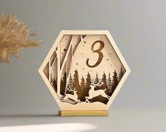 Laser Cut Wedding Table Numbers - Loving Moose Family Table Numbers For Reception - Wooden Wedding Signs For Wedding Table - wedding decor