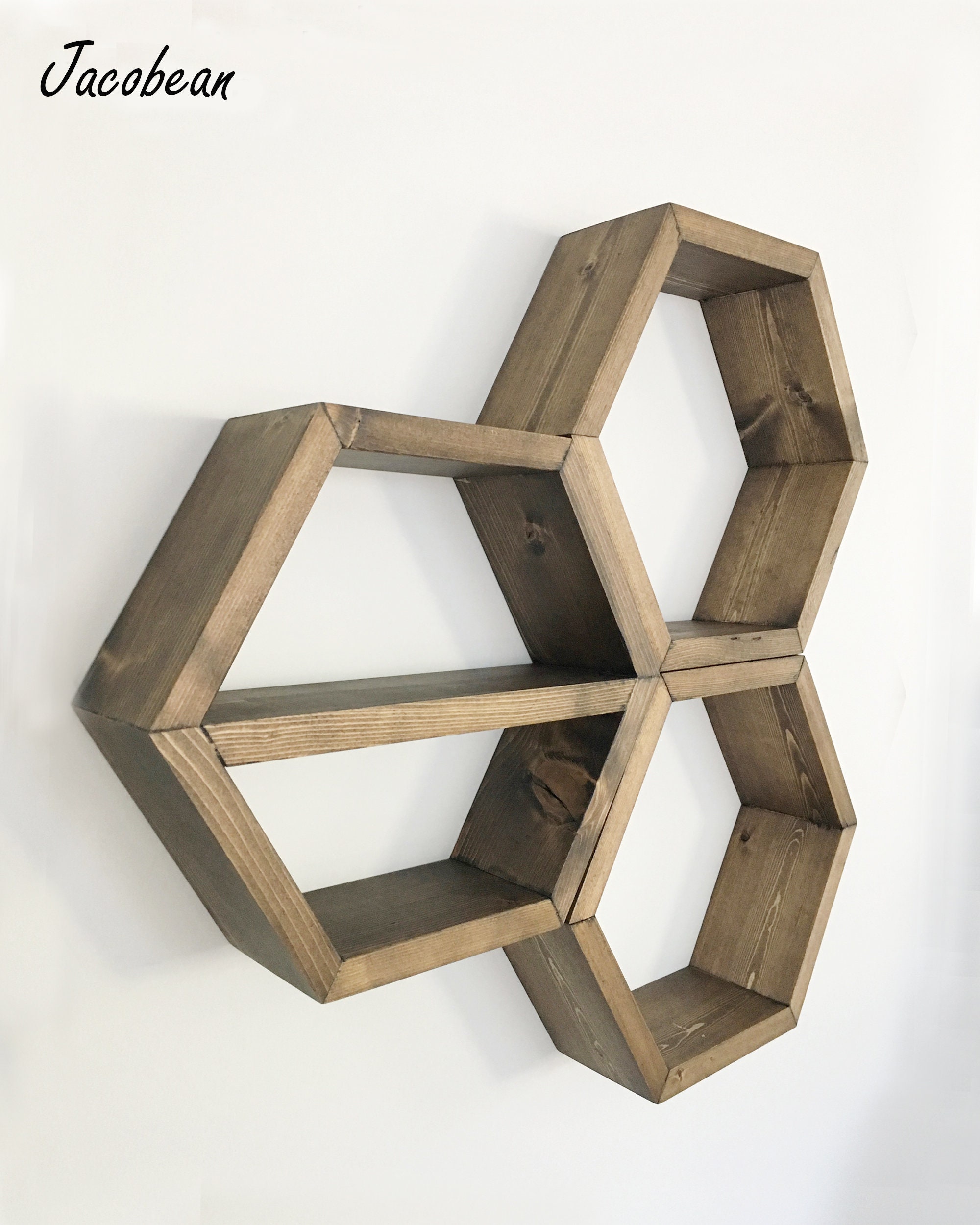 Hexagon Floating Shelves Set of 3 Shelves Geometric Etsy