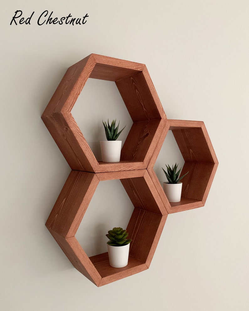 Hexagon Shelves Set of 3 Floating Shelves Geometric Etsy