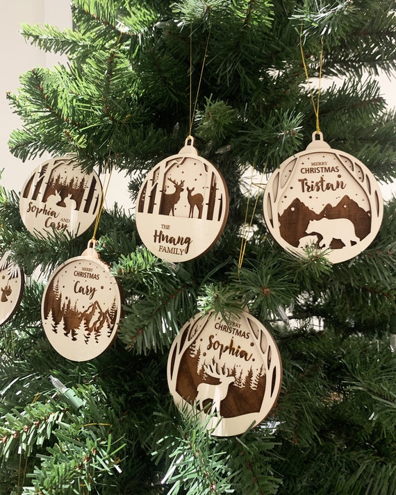 Wilderness Wood Christmas Ornaments Personalized, Christmas Ornaments, Wood  Ornaments, Rustic Holiday Ornament, Layered, 3D 