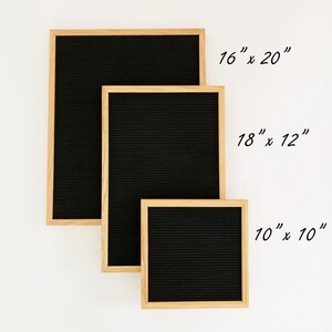 May include: Three letter boards with wooden frames in different sizes. The largest board is 16 inches by 20 inches, the middle board is 18 inches by 12 inches, and the smallest board is 10 inches by 10 inches.