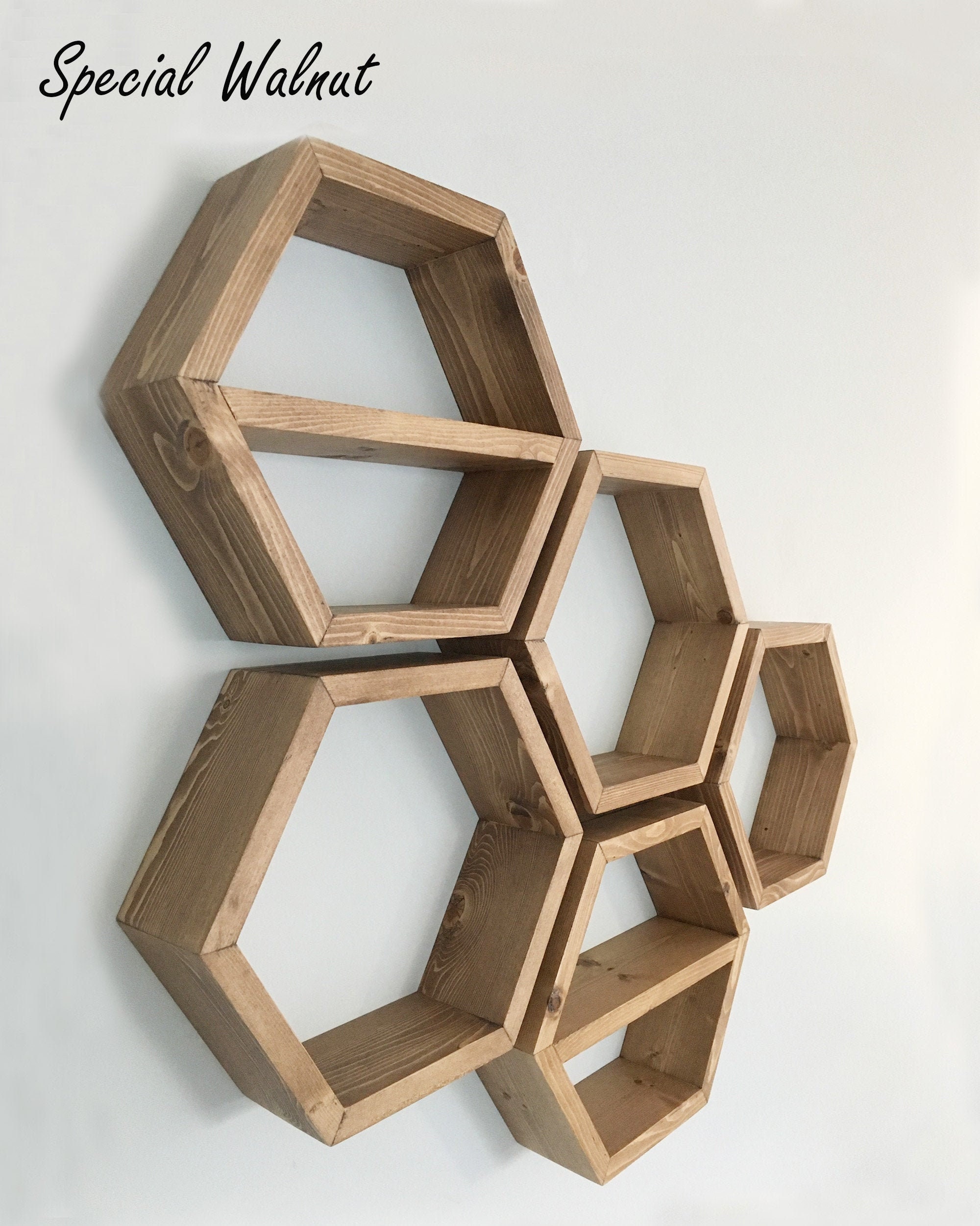 Hexagon Floating Shelves Set of 3 Shelves Geometric Etsy