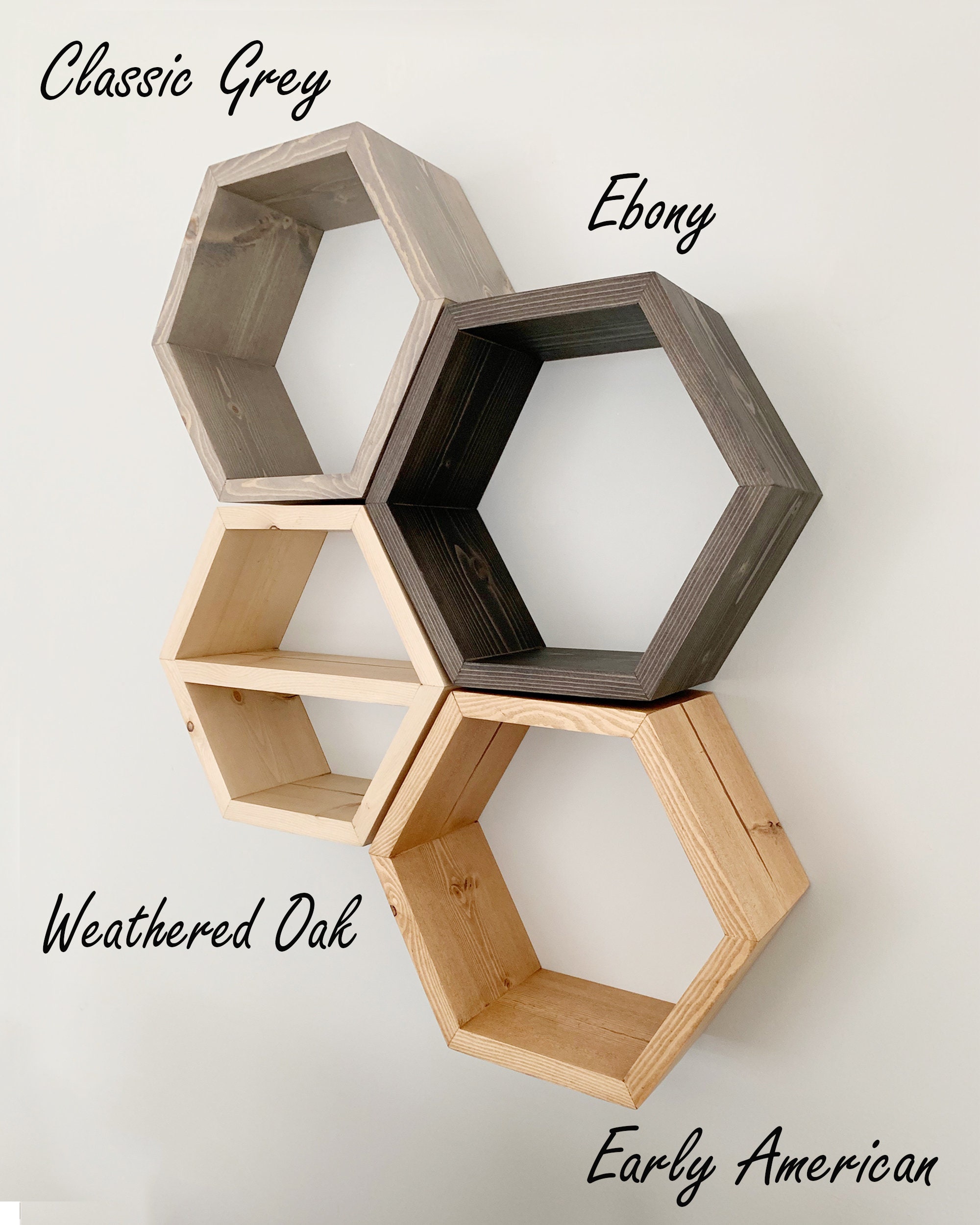 Hexagon Floating Shelves Set of 3 Shelves Geometric Etsy
