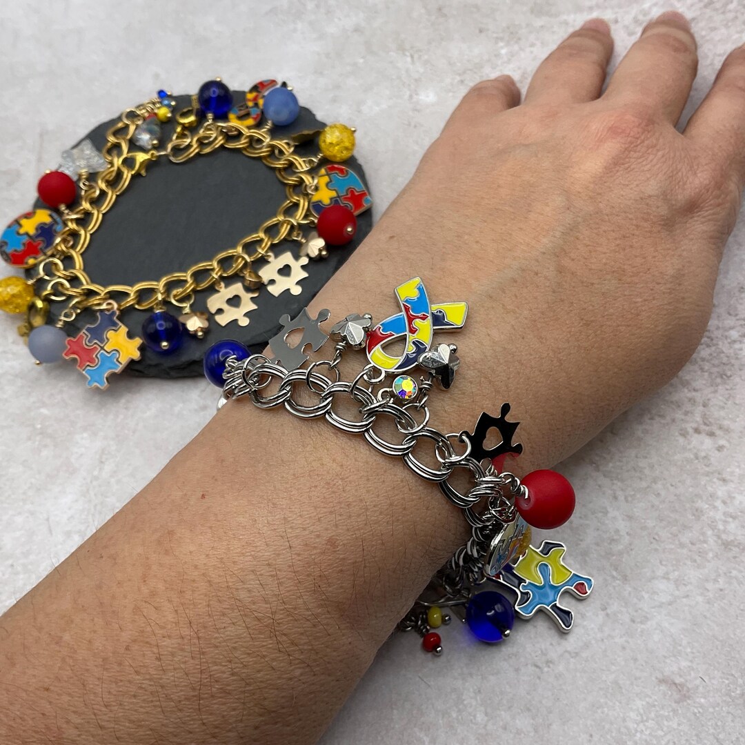 Autism Awareness Chain Link Charm Bracelet. Autism Jewelry. Autism ...