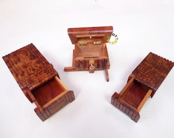 Thuya Wood Puzzle Box Set – Moroccan Secret Jewelry Box