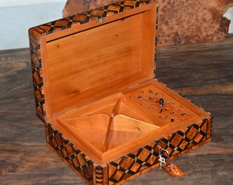 Thuya Wood Jewellery Box Inlaid With Mother Of Pearl Hand-made in Morocco